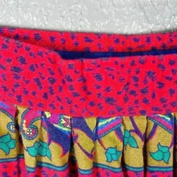VINTAGE Chaus 80s Bright Pattern Maxi Full A-Line Pleated Skirt Women XS - Picture 10 of 10